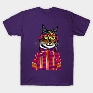 Colorful Hipster Cat T-Shirt